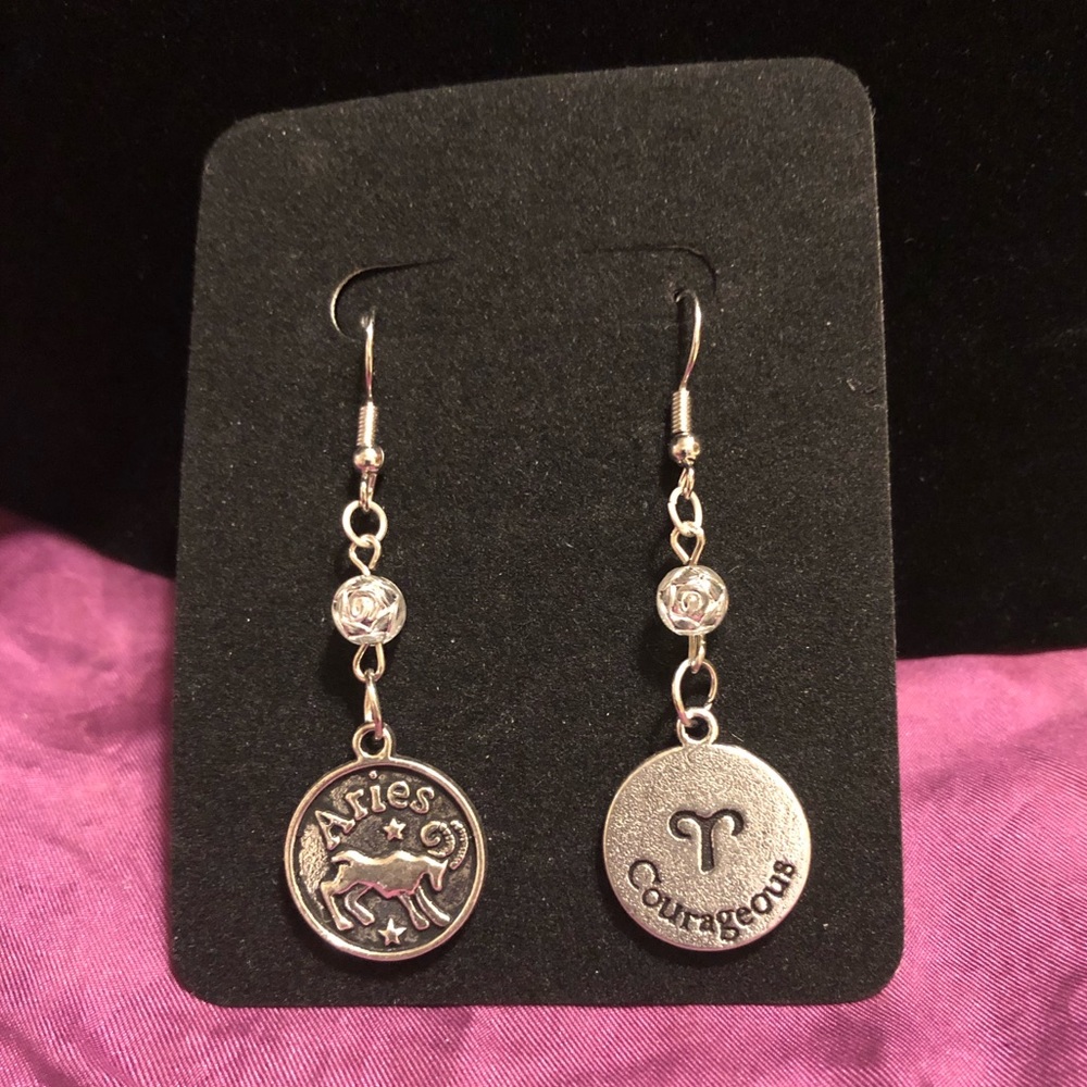 ZODIAC CHARM EARRINGS ARIES COURAGEOUS